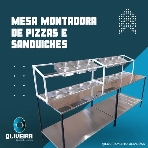 Mesa Montadora de Pizzas e Sanduíches 