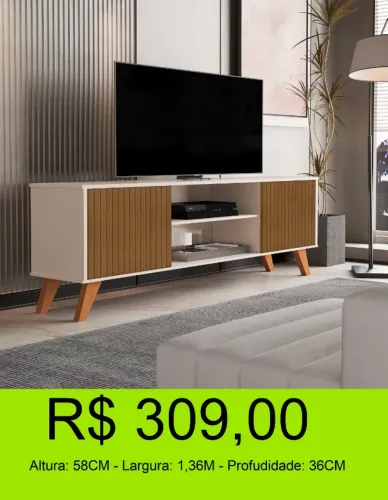 Rack com pés de madeira sua sala mais elegante