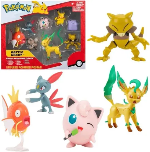 Pokémon - Conjunto com 8 Figuras de Ação Battle Ready Suuny Lacrado