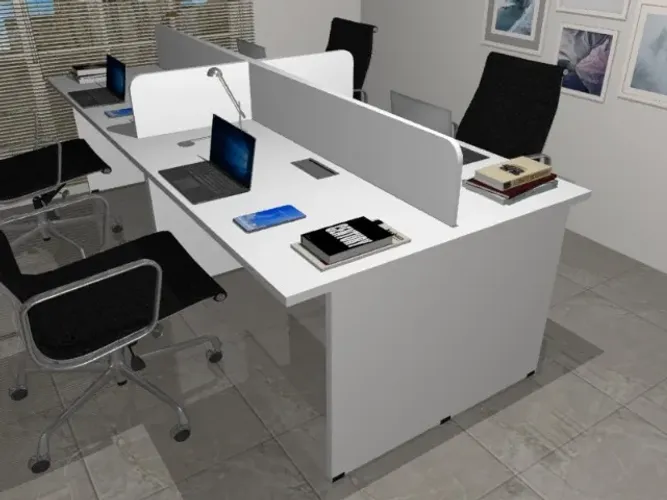 Estação Top White Office Alto Padrão. Com16 Tomadas: L240cm x P130cm x A74cm