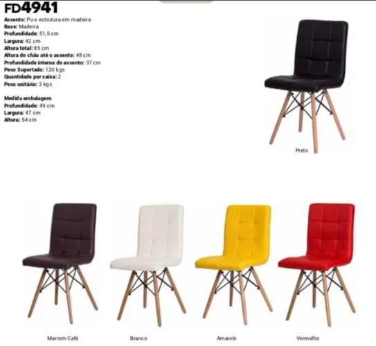 Cadeira Eiffel Gomos Estofada Base de Madeira outlet