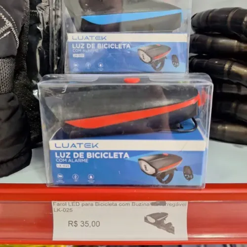 Farol Dianteiro para Bicicleta Recarregável com Buzina