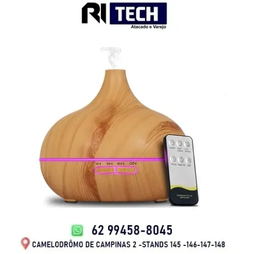 Umidificador De Ar 500ml Aroma grão de madeira com luzes LED Difusor do Óleo Essencial