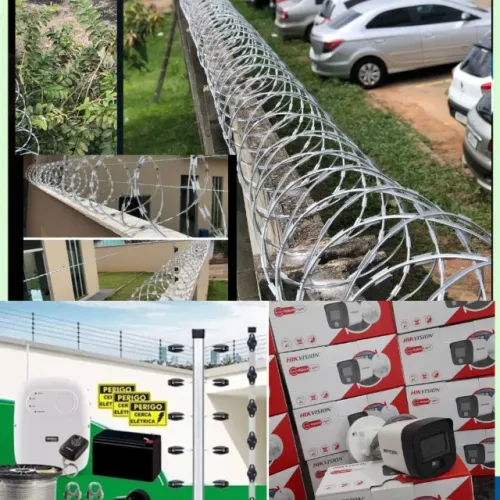 Cerca elétrica, cerca concertina, câmera de segurança 