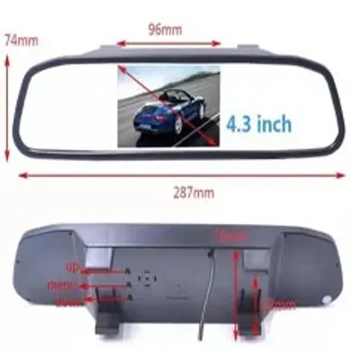 Espelho Retrovisor Monitor Para Câmera De Ré Lcd 4.3    1741    d668