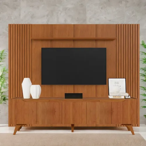 Painel até 75? Ripado Lateral + Rack Atenas 2,20 m Naturale tt76