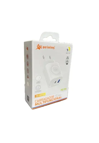 CARREGADOR 3 EM 1 USB + 1 USB TIPO-C TURBO 20W + INDUÇÃO SMARTWATCH PEINING PEI-PD1131