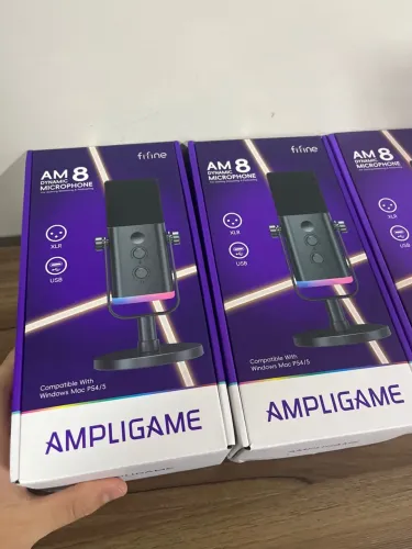 Fifine AM8 microfone, na cor preta e branca, novos, lacrados.