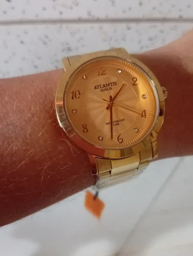 Relógio Atlantis Gold feminino folheado a prova dágua