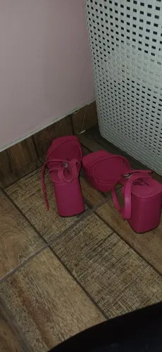 Sandália rosa com salto de 10cm, n°37