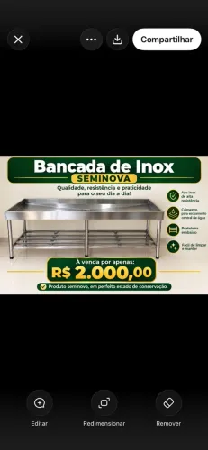 Bancada de inox com prateleira