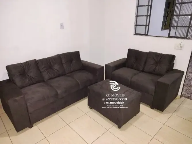 Sofá 2 e tres lugares com Puff Suede D33 Confortável Direto da Fábrica