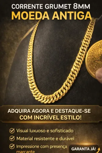 Corrente Groumet 8mm Moeda antiga