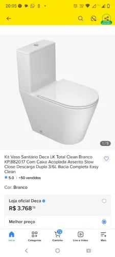 Bacia acoplada Deca link total clean completa