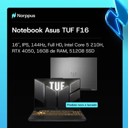 Notebook Asus TUF Gaming F16 com RTX 4050 - Novo e lacrado
