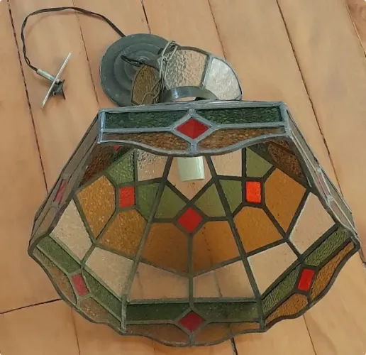 Antigo Lustre Luminária Plástico Colorido