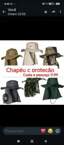 Chapéu proteção sol