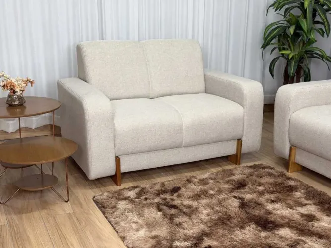 Sofá  2 Lugares 1.35m - Bege Linho l76