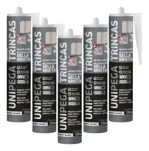 Kit 5 Sela Trincas Selante Acrilico Adesivo 400g Cola Parede