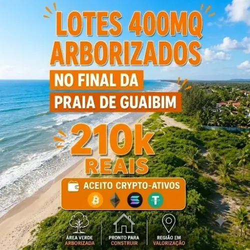 Lotes 400 Mq. Arborizados Em Praia De Guaibim Edificáveis Pronto Para Construir Casa Praia