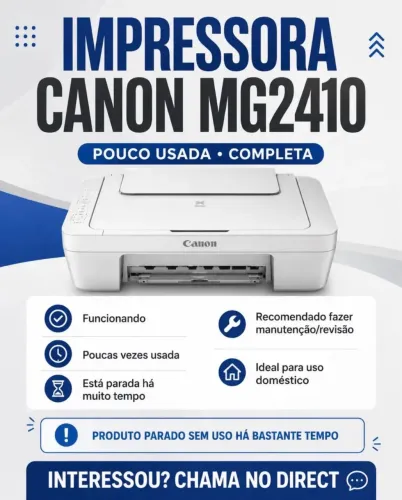 Impressora Canon MG2410 Completa | Pouco Usada
