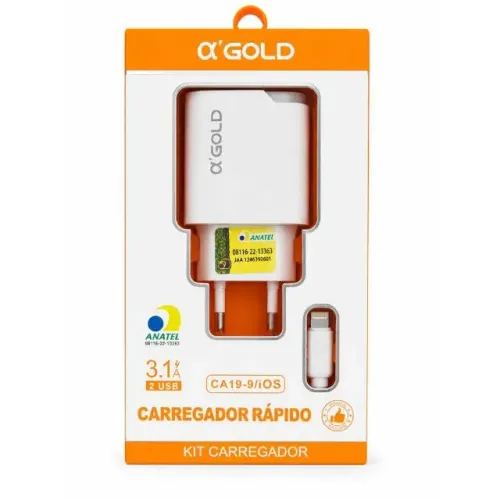 Carregador Tipo-c A'gold 2 Entradas Usb 3.1 CA18-10