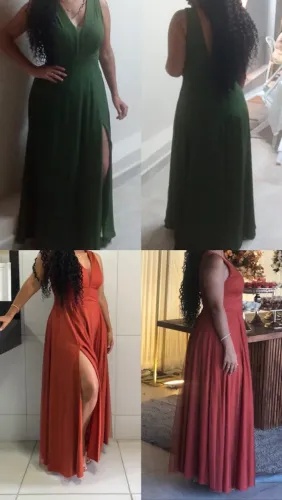 Estou vendendo 2 vestidos de festas, um na cor terracota e o outro na cor verde oliva