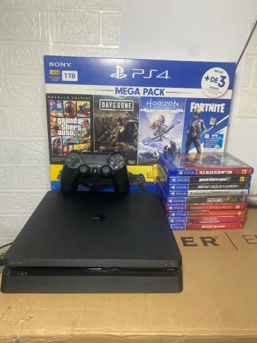 PS4 Slim 1Tb + jogos + Caixa original