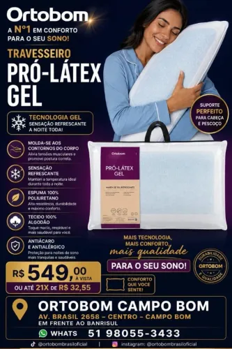 Travesseiro Pró Látex Gel Ortobom