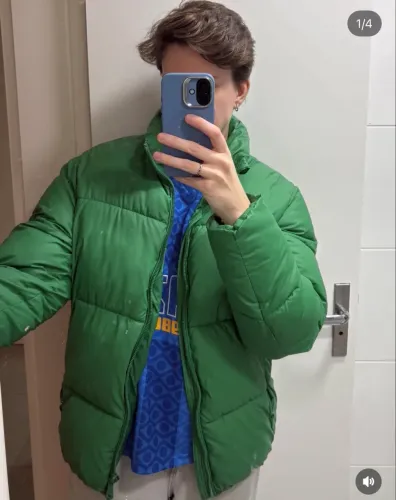 Jaqueta Puffer Verde Zara TAM P/M