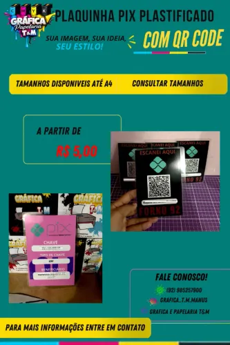 Plaquinha Pix - plaquinha Qr code Plastificada