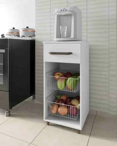 Armário de Cozinha Fruteira Bia 1Gv 2 Cestos Branco Moveis Parana - Entrega Rápida!