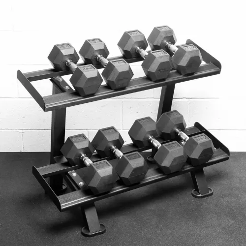 Jogo de dumbbel injetado pegada cromada 12 a 22kg 