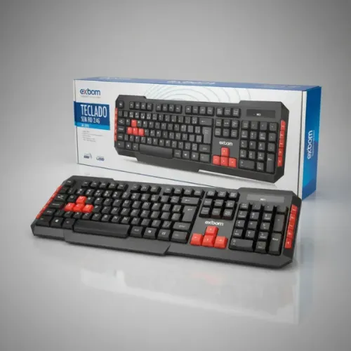 Teclado Sem Fio Semi-Gamer Exbom BKS-380 | Wireless para PC e Notebook