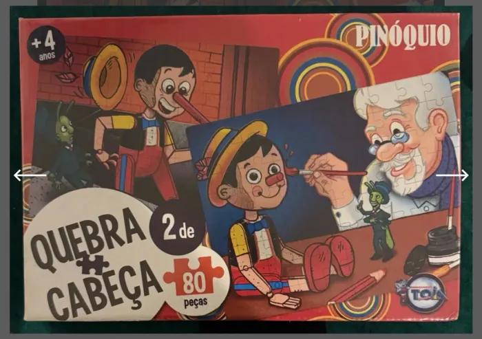 2 Quebra Cabeça Pinóquio 80 Peças Cada +4a