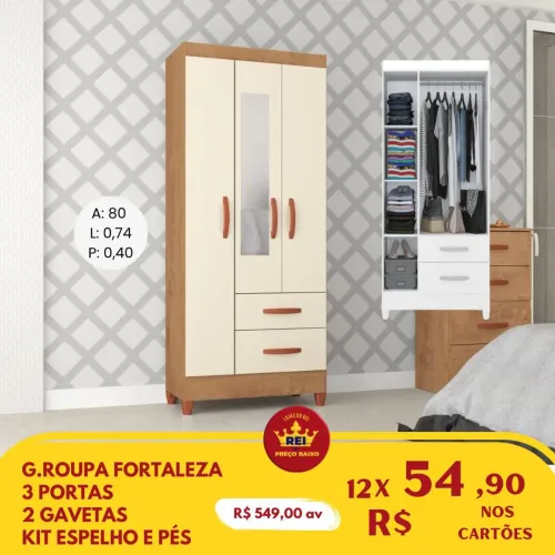 PROMOÇÃO URGENTE - Guarda-Roupas Solteiro 3 PORTAS e 2 GAVETAS + Espelho GRÁTIS Disponível