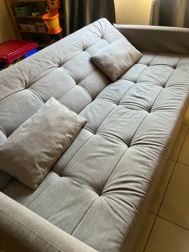 Sofá Cama Cinza com 3 Posições de Encosto Reclinável