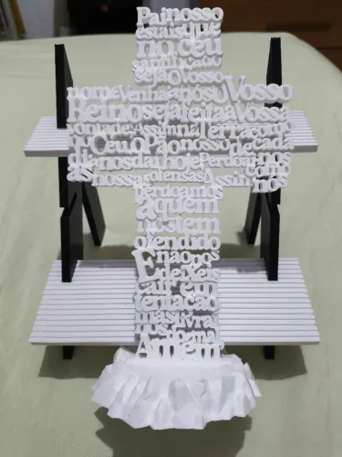 Cruz Pai Nosso - Escultura Exclusiva em 3D