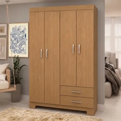 Guarda Roupa Sevilha 4 portas 2 gavetas freijo 