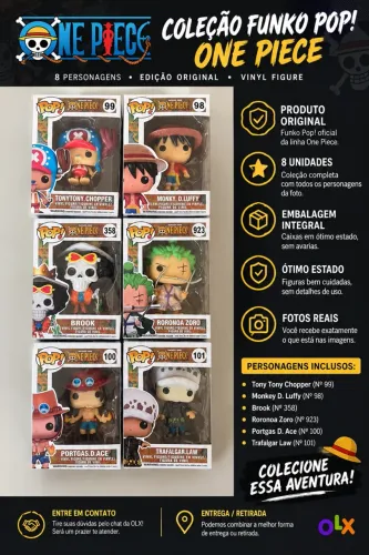 Coleção Funko Pop! One Piece - Luffy, Zoro, Ace, Law, Chopper e Brook