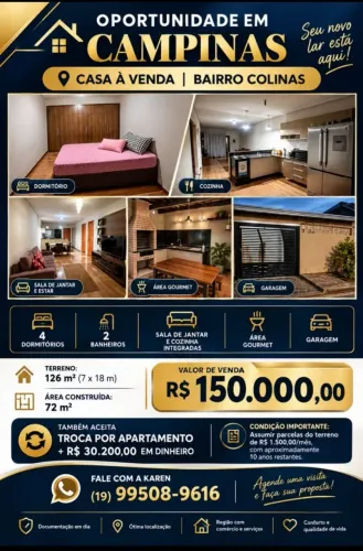 Casa em Campinas região do Campo Grande bairro colinas