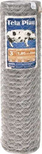 Tela metálica hexagonal, malha 3", 16 BWG x 1,5 m, com 50 m, mangueirão, MORLAN