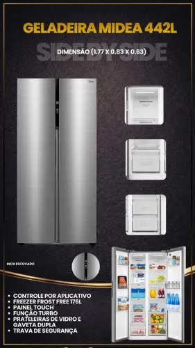 Geladeira Midea By Side MD-RS598
