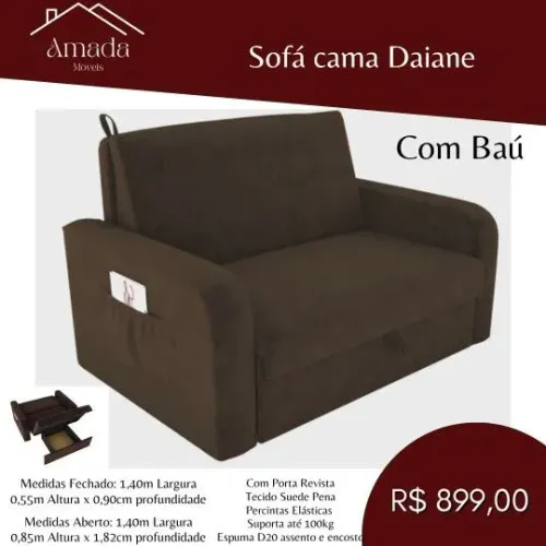 Sofá cama Daiane em promoção , à pronta entrega