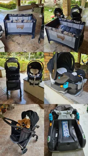 Kit Bebê Completo: Carrinho Chicco + Bebê Conforto Chicco + Berço Portátil