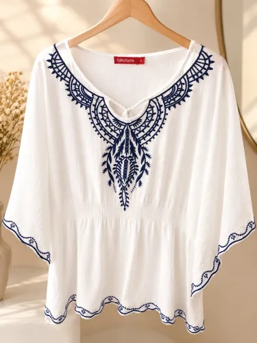 BLUSA BRANCA E AZ - TAMANHO M