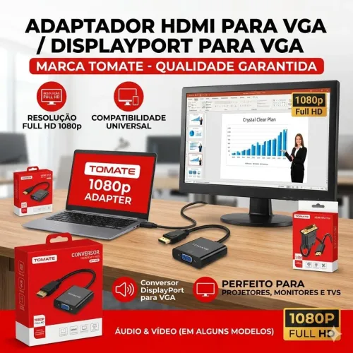Adaptador DisplayPort / HDMI para VGA 1080p - Tomate MTV-605