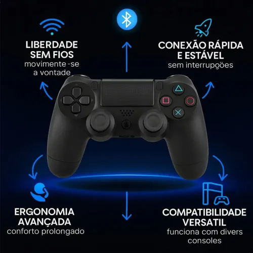 Controle sem fio joystick PS4 TV PC Celular Android - Touchpad Bluetooth vibração dupla