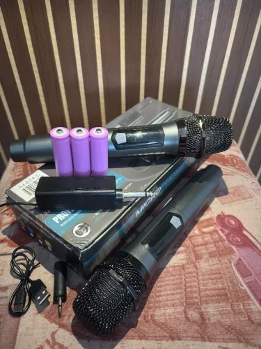 Kit com 2 microfones, recarregáveis, sem fio