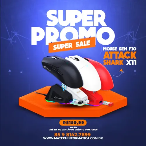 Mouse Attack Shark X11 Sem Fio com base de carregamento - C/ Garantia